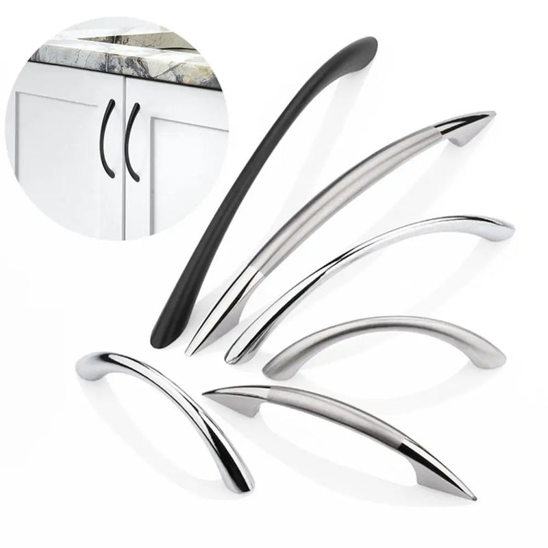 Curved Handles Wardrobe Cabinet Pull Handles Drawer Knobs Zinc Alloy Cupboard Door Handle Furniture Fitting Home Hardware