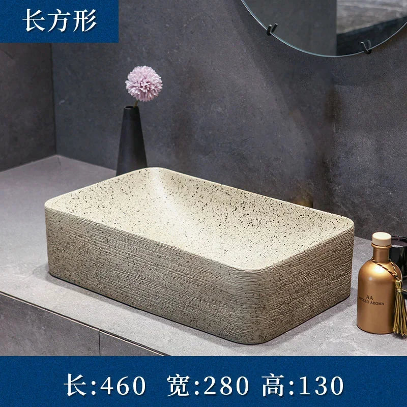 Modern Countertop Basin Vintage Bathroom Sinks Simple Ceramic Oval Washbasins Luxury Square Bathroom Washbasins Kitchen Sink GL