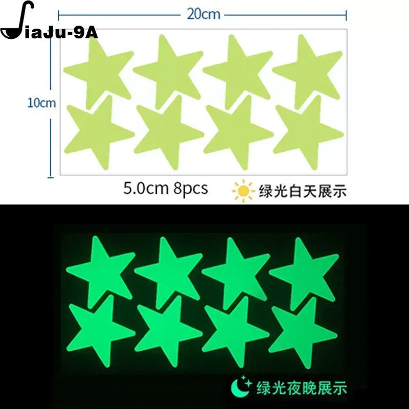 Green Star Luminous Stickers Children's Bedroom Wall Fluorescent Stickers Home Decoration DIY Self-adhesive Dot Stickers