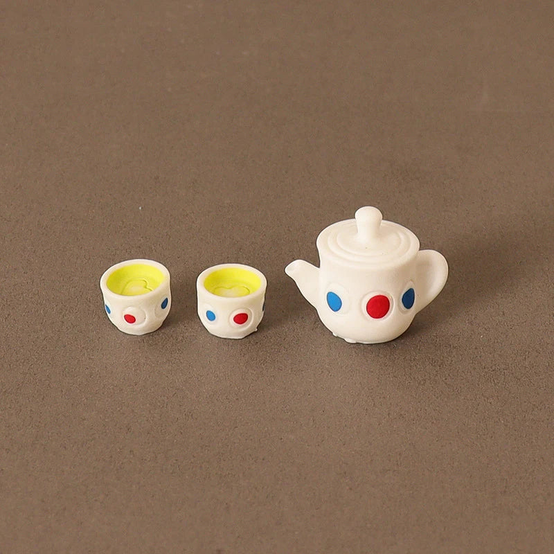 3/5/6pcs 1/12 Dollhouse Miniature Accessories Ceramics Tea Set Model Kitchen Tableware