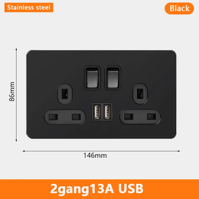 Eu Black Retro Toggle Wall Light Switch belt. Antique Switch socket with USB charging. 220V1gang2way Speed control switch