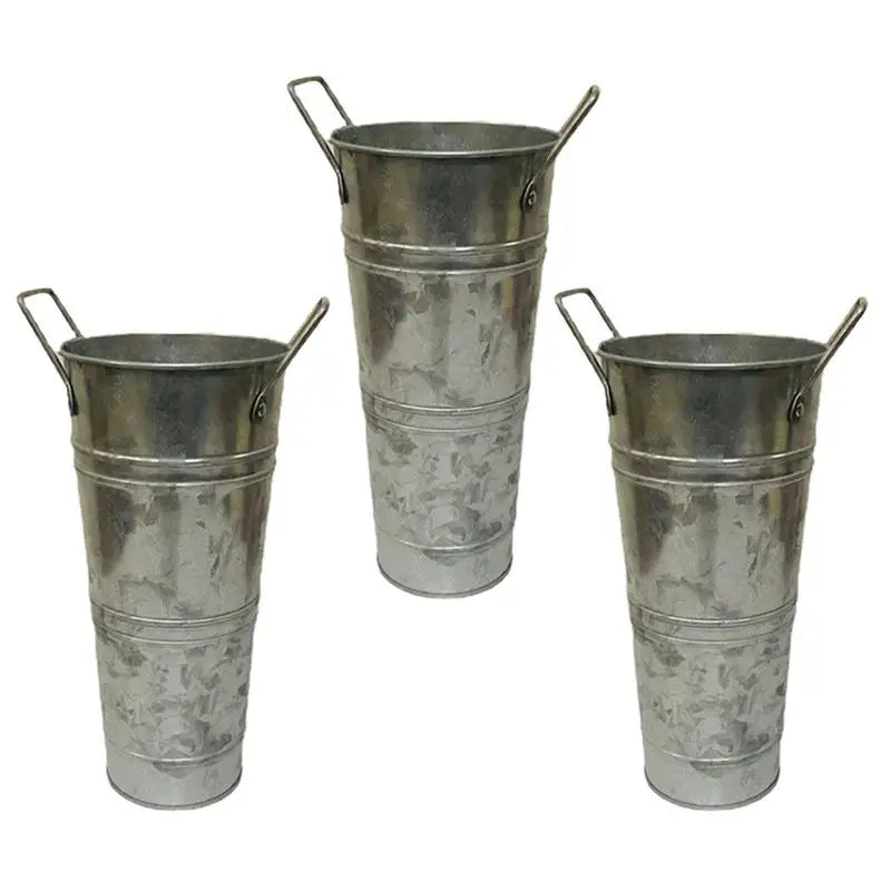 3Pcs Flower Pot Vase Flower Bucket Metal Floral Buckets Jug French Milk Galvanized Holder Country Rustic Planter Flowers Florist