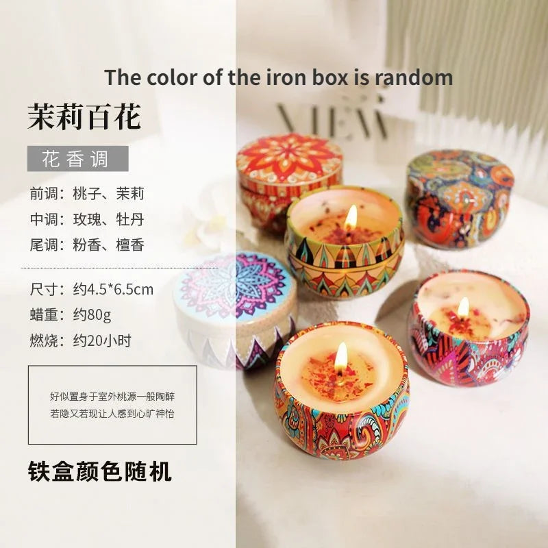 Ethnic Dried Flower Aromatherapy Candle Home Living Room Sleep Aid Bedroom Aromatherapy Candle Gift Box Wedding Companion Gift