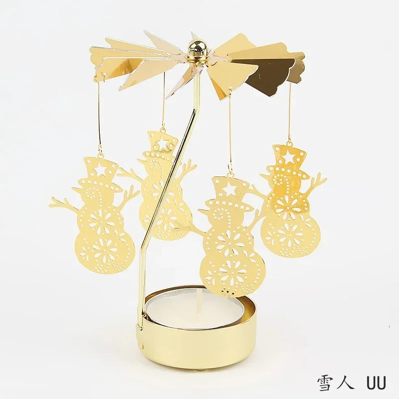 Multi-shape Rotating Candlesticks Snowflake Angel Romantic Tea Party Candle Holder Wedding Christmas Metal Home Decor