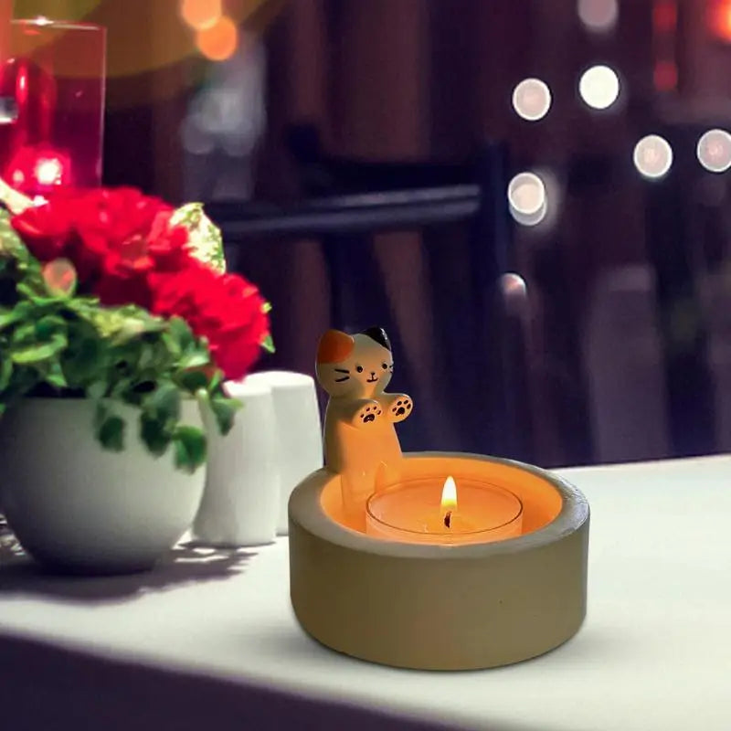 Cute Kitten Candle Holder Cartoon Kitten Candle Holder Cute Scented Light Holder Funny Creative Desktop Ornaments Home Decor