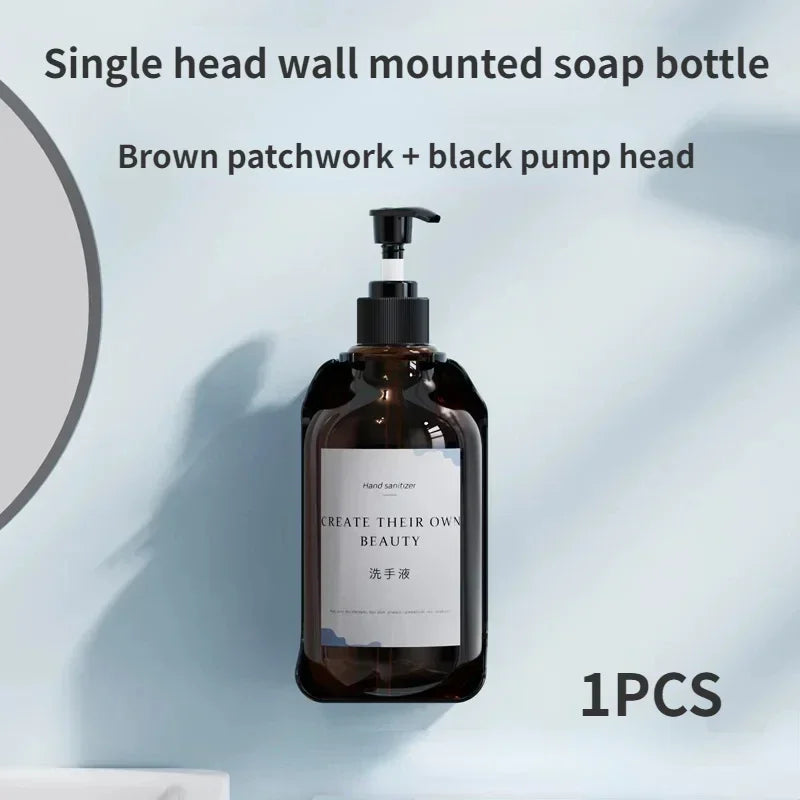 Hotel Wall Mounted Soap Dispenser Set Refillable No Punching Hand Sanitizer Shampoo Conditioner Bottle Holder for Shower Wall