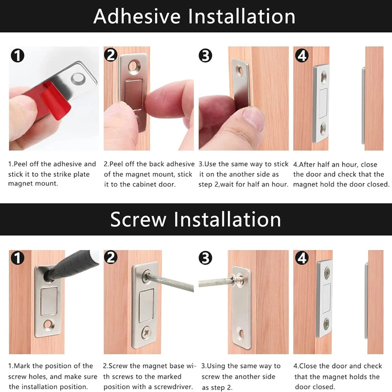 4/2/1Pack Ultra Thin Cabinet Magnetic Catch Adhesive Drawer Magnet Catch Kitchen Closet Door Closing Magnetic Door Catch Closer