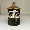 Gold Handmade Ceramic Empty Candle Holder Incense Candles Jar Lady Face Red Lip Cup Living Room Ornaments Home Decoration Box Cr