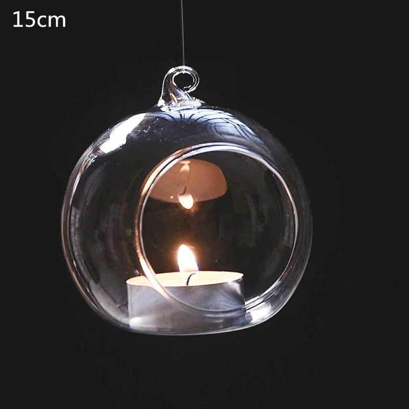 1Pcs Fashion Candle Holder Hanging Clear Globe Glass Terrarium Air Plant Decor for Your Family Dinner, Wedding, Party, etc