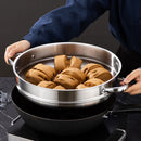 Cooking Steamer Rack Stainless Steel Wok and Steaming Grid (32cm Round Bottom (with Ears)) Vegetable Insert Pressure Cooker