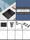 Household Black Sink for Kitchen Italian Metal Dry Handmade Kitchen Sinks Simple Small Light Luxury Kitchen Sinks for Bar