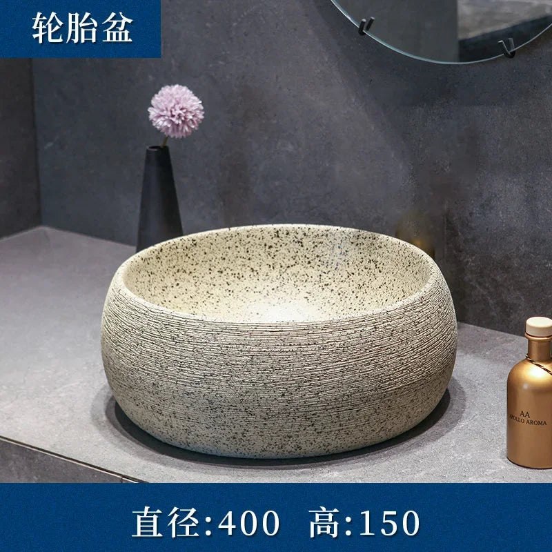 Modern Countertop Basin Vintage Bathroom Sinks Simple Ceramic Oval Washbasins Luxury Square Bathroom Washbasins Kitchen Sink GL