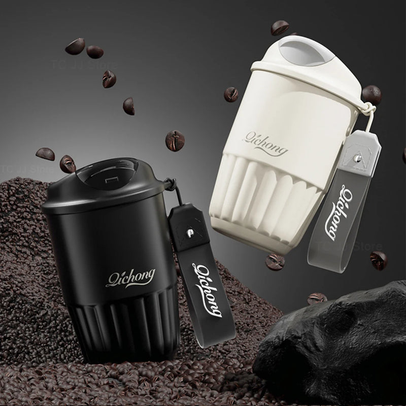 410ml Ceramic Liner Thermos Coffee Cup Double Wall Stainless Steel Vacuum Insulated Thermos For Coffee Thermal Mug Tumbler Gift