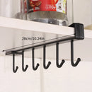 6 Hooks Storage Shelf Plastic Under Shelves Hanging Rack Utensils Holder Wardrobe Kitchen Bathroom Organizer Home Accessories
