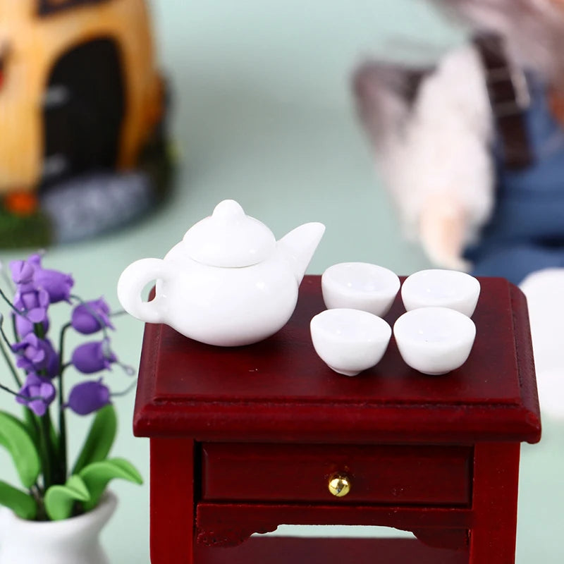 3/5/6pcs 1/12 Dollhouse Miniature Accessories Ceramics Tea Set Model Kitchen Tableware