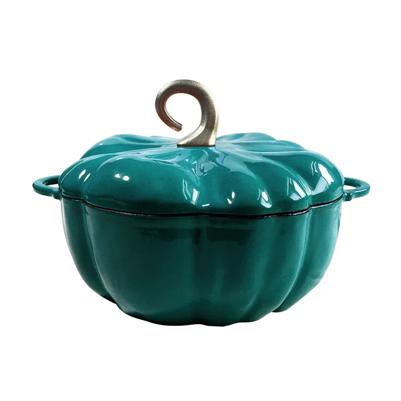 Enameled Pumpkin Cast Iron Dutch Oven 3.7L Enamel Coated Stewpan Non Stick Enamel Pot Casserole Dish 9.8 "for All Heat