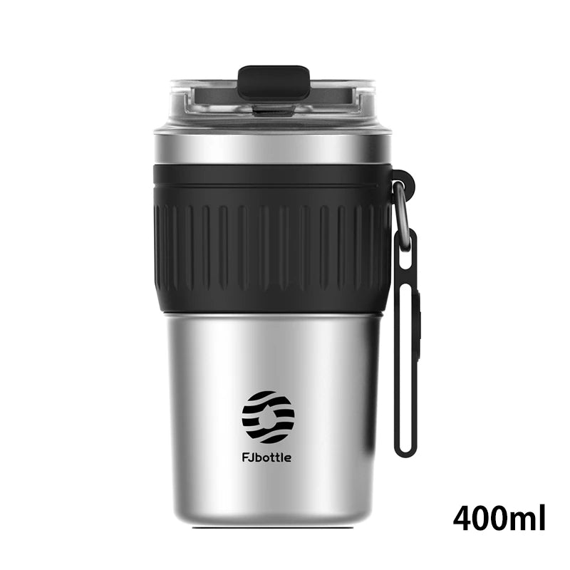 FEIJIAN Stainless Steel Coffee Cup Coffee Mug Thermos Cup Portable Travel Mug With Lifting Rope Leak-Proof Non-Slip 500ml/400ml