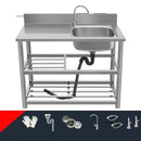 Household Vegetable Washing Basin with Bracket Commercial Stainless Steel Kitchen Sinks Kitchen Workbench Washing Single Sink