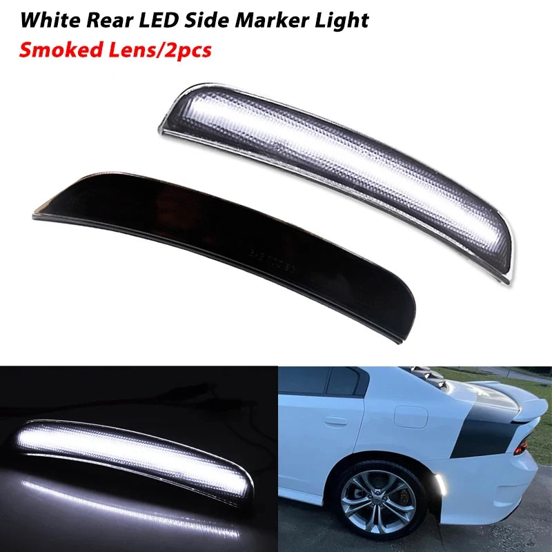 2pcs For 2015-2021 Dodge Charger Front Rear Bumper LED Side Marker Light Turn SignalLights/Driving Lights 12V