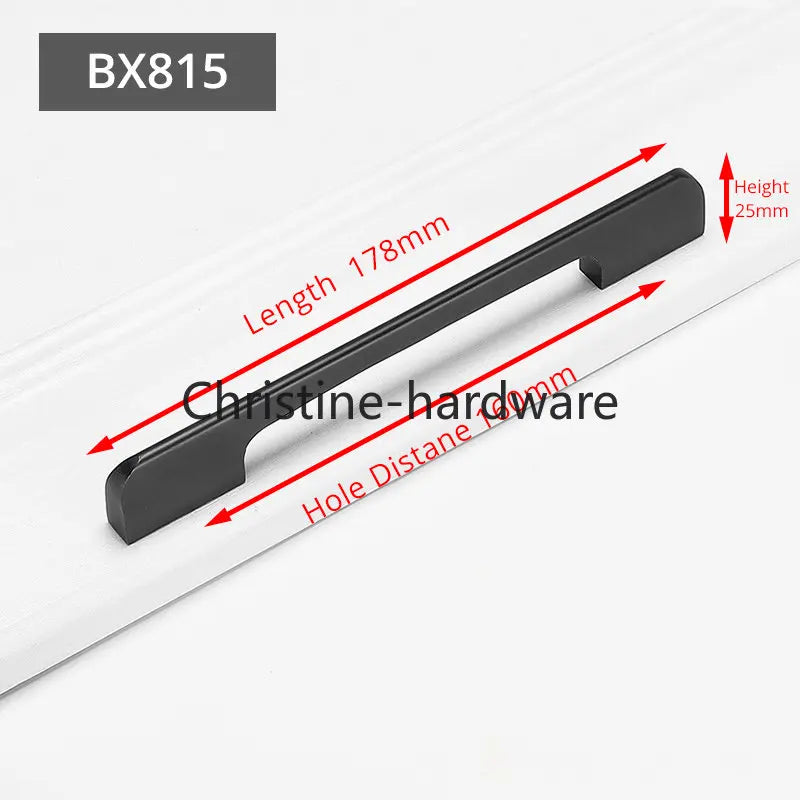 Fashion Black Hidden Cabinet Handles Aluminum Alloy Kitchen Handles Cupboard Pulls Drawer Knobs Furniture Room Door Hardware