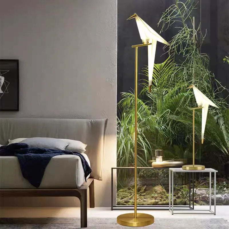 Perch Light Floor Lamp Led Designer gold Origami Bird Standing Lamps for Living Room creative Art Deco safaside corner Lamp