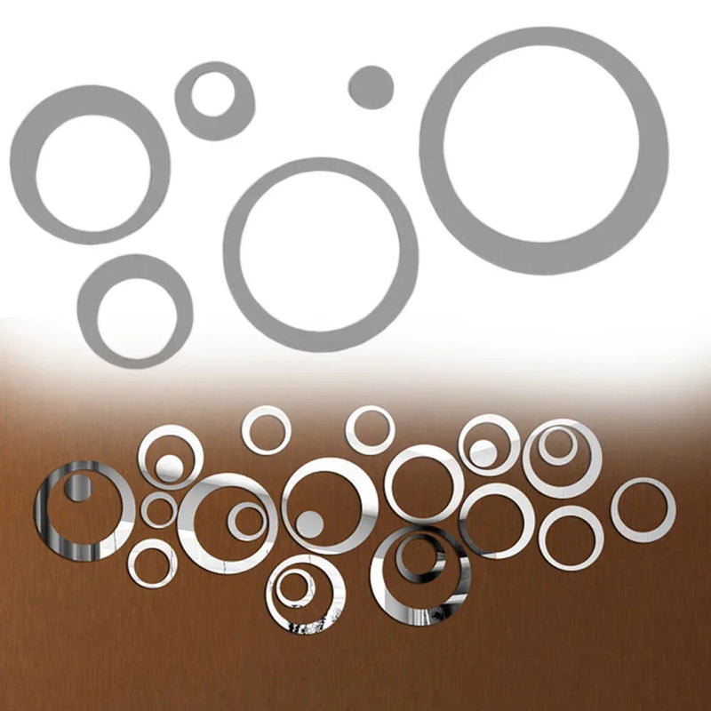 24Pcs Removable Acrylic Round Mirror Wall Stickers DIY Home Decoration 3D Three-dimensional Mirror Wall Sticker Living Room Deco