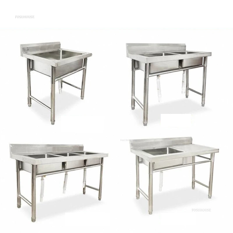 Stainless Steel Kitchen Sinks Washing Sink with Bracket Multifunctional Sinks for Restaurant Commercial Floor Dishwashing Sinks