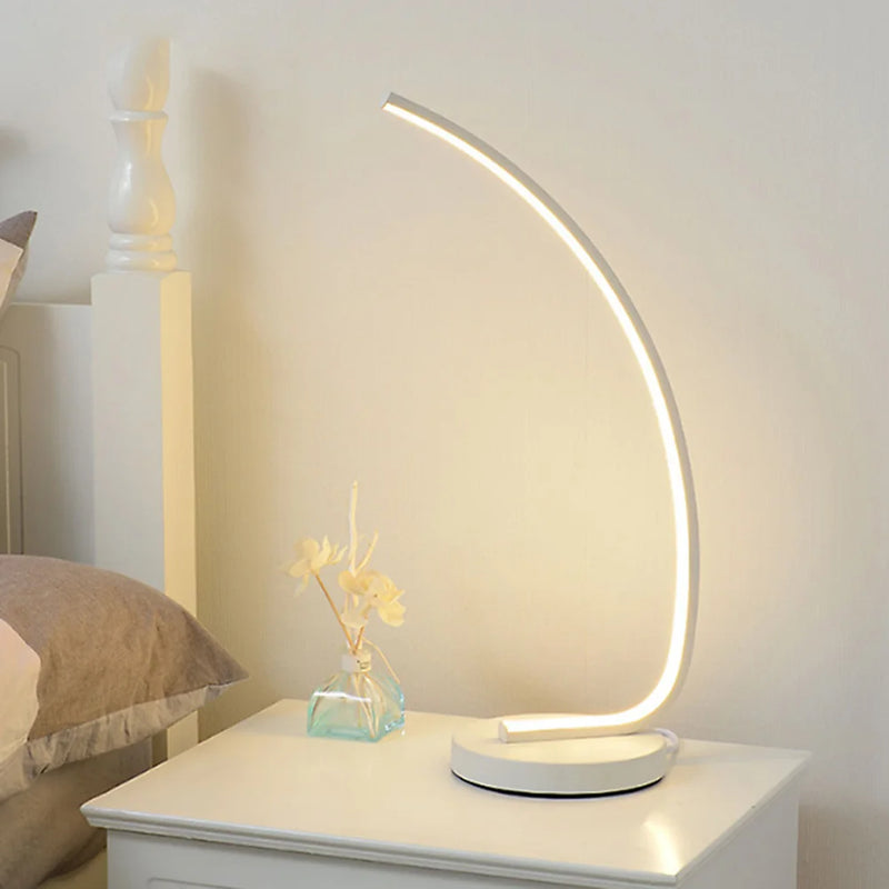 Nordic Indoor Table Lamp Modern Spiral Wave Shape Night Light Home Bedroom Hotel Bedside Lamp Acrylic Metal Wall LED Lighting