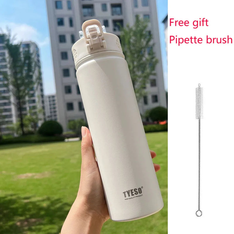 Thermos Bottle with Straw 750ml Stainless Steel Thermal Cup Car Insulated Flask Water Tumbler for Outdoor Sports