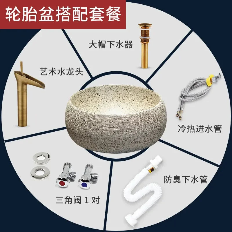 Modern Countertop Basin Vintage Bathroom Sinks Simple Ceramic Oval Washbasins Luxury Square Bathroom Washbasins Kitchen Sink GL