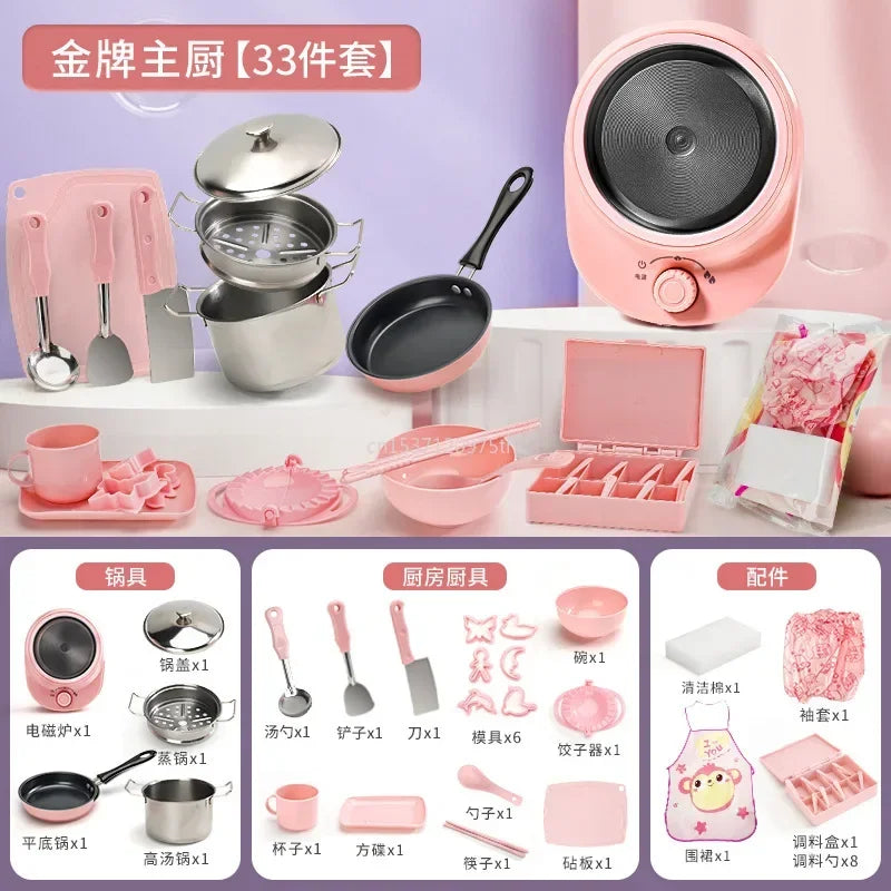 New Funny Kitchen Toys Girl  Can Cook  Mini Kitchen Items Real Cooked Family Toy Set Birthday Gift Girl Toys Kitchen Accessories