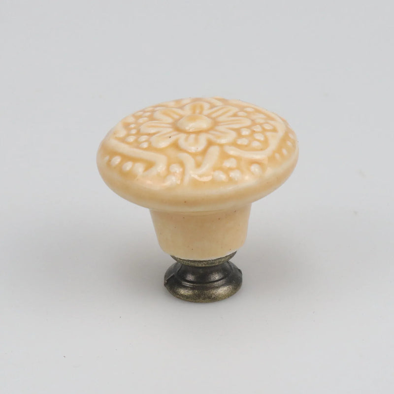 Colorful Floral Ceramic Handle Cabinet Door Solid Wood Furniture Wardrobe Handle Single-hole Drawer Hardware