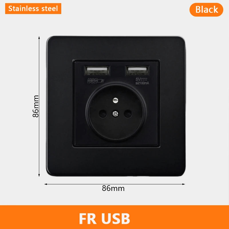 Eu Black Retro Toggle Wall Light Switch belt. Antique Switch socket with USB charging. 220V1gang2way Speed control switch