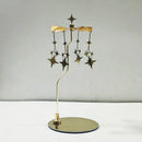 Stainless Steel Gold Round Disc Candlestick Christmas Gift Aromatherapy Running Horse Light Romantic Rotating Candle Holder