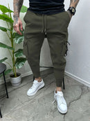 Spring and Autumn men ebay casual multi-pocket slim foot overalls Fashion high street anti-wrinkle outdoor sports trend pants