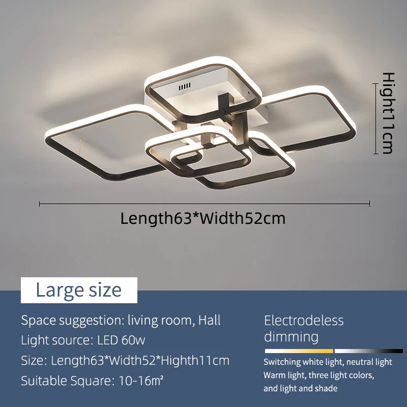 Modern Led Chandeliers Ceiling For Living Room Bedroom Study Room AC90-260V indoor lighting Led Chandelier Lamp Black and White