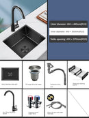 Household Black Sink for Kitchen Italian Metal Dry Handmade Kitchen Sinks Simple Small Light Luxury Kitchen Sinks for Bar