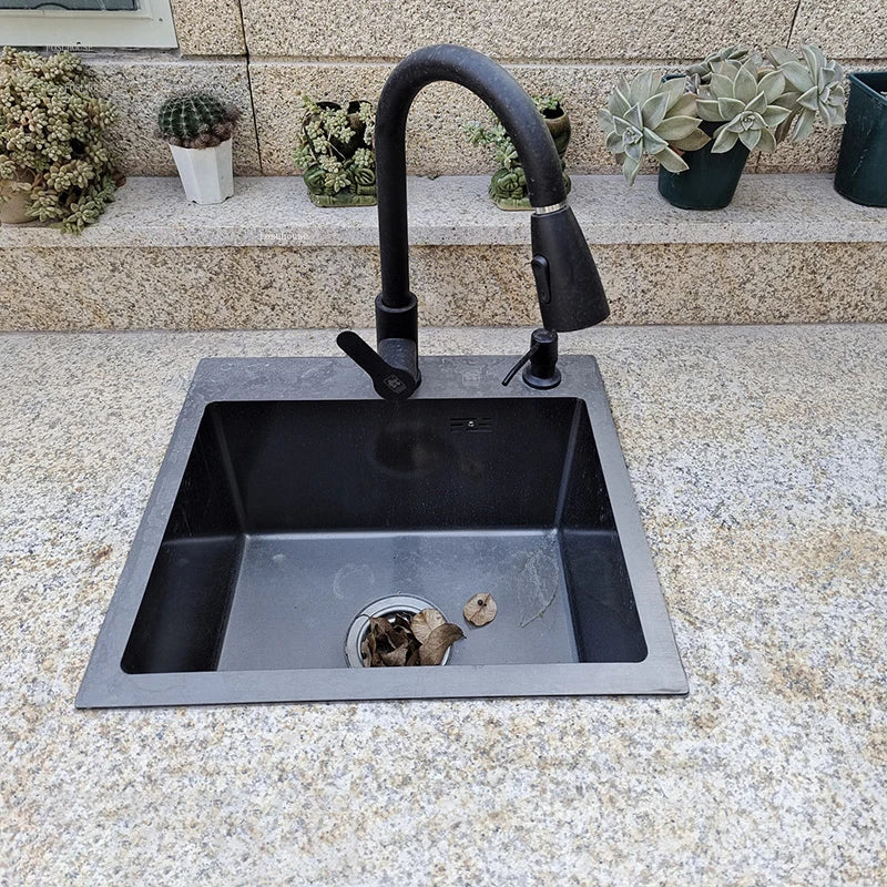 304 Stainless Steel Kitchen Sinks Bar Balcony Mini Sink Single Tank Black Nano Kitchen Accessories Thicken Wash Basin Small Sink