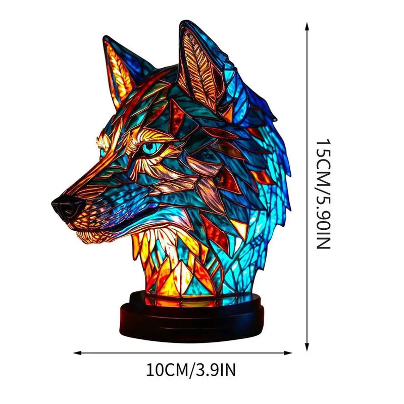 Animal Table Lamp Series Lion Dolphin Wolf Stained Glass Bedside Light Owl Horse Rooster Elephant for Living Room Bedroom Office