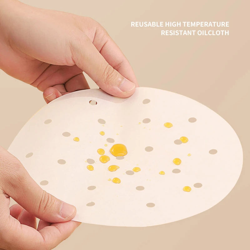 50/100pcs Bamboo Steamer Papers Disposable Non-Stick Steamer Mat Oil Paper Air Fryer Oven Kitchen Pan Pad Airfryer Bakpapier
