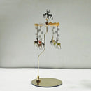 Stainless Steel Gold Round Disc Candlestick Christmas Gift Aromatherapy Running Horse Light Romantic Rotating Candle Holder