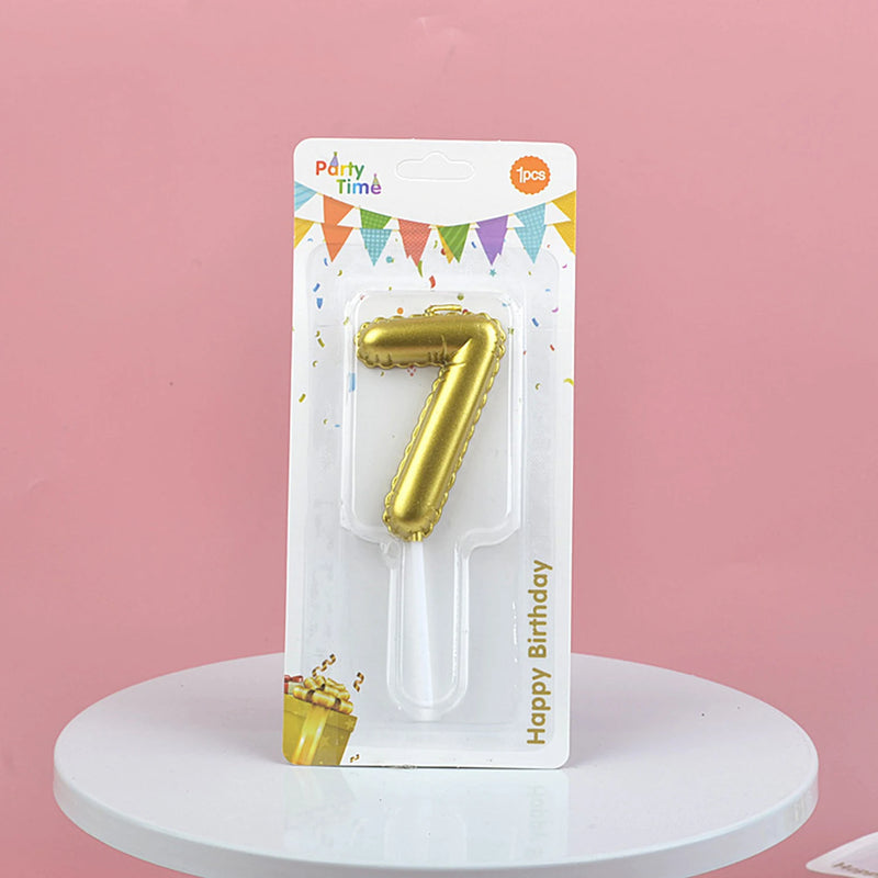 1Pc Festive Party Supplies Birthday Candles Digital Candle Cake Topper Gold Balloon Design Number 0-9 for Baking Dessert