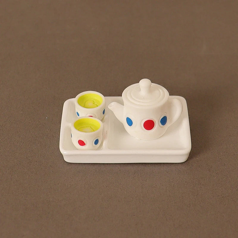 3/5/6pcs 1/12 Dollhouse Miniature Accessories Ceramics Tea Set Model Kitchen Tableware