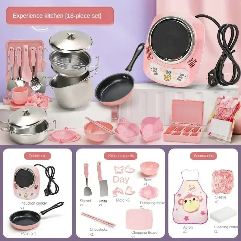 New Funny Kitchen Toys Girl  Can Cook  Mini Kitchen Items Real Cooked Family Toy Set Birthday Gift Girl Toys Kitchen Accessories