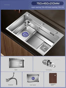 Light Luxury Silver Nano Sink for Kitchen Modern Stainless Steel Three-hole Kitchen Sinks Creative Household Sinks for Balcony