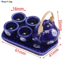 3/5/6pcs 1/12 Dollhouse Miniature Accessories Ceramics Tea Set Model Kitchen Tableware