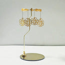 Stainless Steel Gold Round Disc Candlestick Christmas Gift Aromatherapy Running Horse Light Romantic Rotating Candle Holder