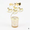Rotating Candle Stick Holder Gold Candlestick Home Decoration Romantic Valentine's Gift Party Room Decor Carousel Candle Stand