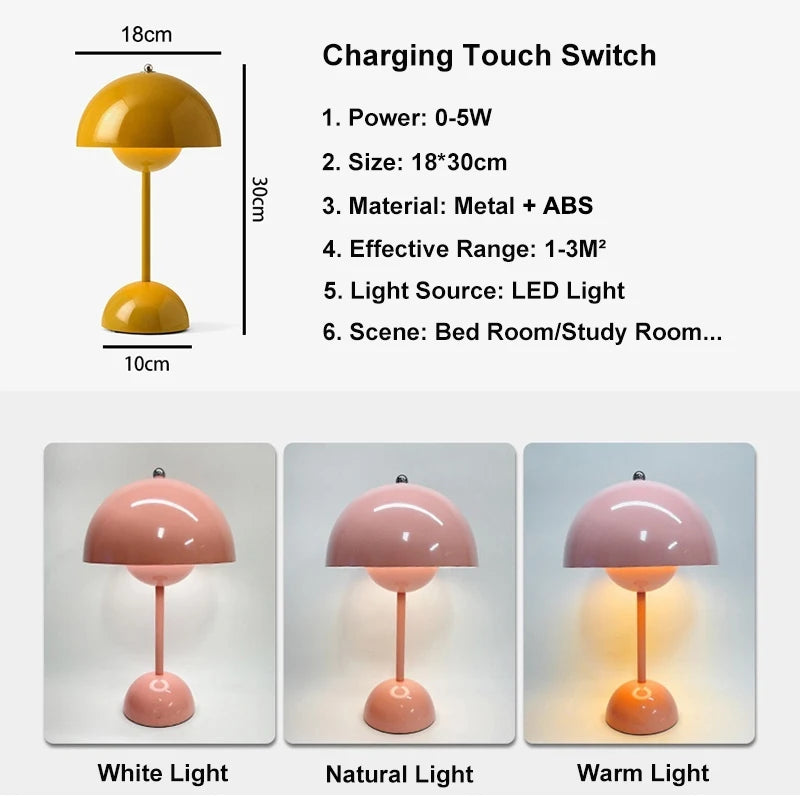 Alloy Table Lamp Three Speed Adjustment Indoor Lighting Fixture Flower Bud Rechargeable Desk Lamps Home Decor Night Light