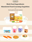 Play Kitchen Accessories, Kitchen Playset Toys for Kids Foods Pots Pans Milk Bread Fork for 3+ Boys and Girls